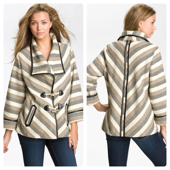 Jolt Striped Wool Blend Western Saddle Blanket Coat - Picture 1 of 7